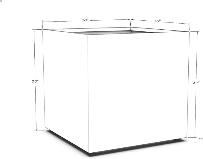 Plantercraft Powder-Coated Aluminum Planter Box - Square Cube - Metal All Weather | Indoor Outdoor Commercial Residential | Made in USA | Fully Assembled