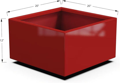 Plantercraft Powder-Coated Aluminum Planter Box - Square Cube - Metal All Weather | Indoor Outdoor | Made in USA | Fully Assembled