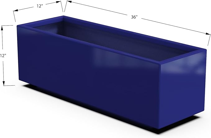 Plantercraft Powder-Coated Aluminum Planter Box - Rectangle - Metal All Weather | Indoor Outdoor | Made in USA | Fully Assembled