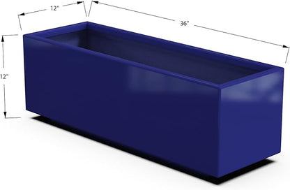 Plantercraft Powder-Coated Aluminum Planter Box - Rectangle - Metal All Weather | Indoor Outdoor | Made in USA | Fully Assembled