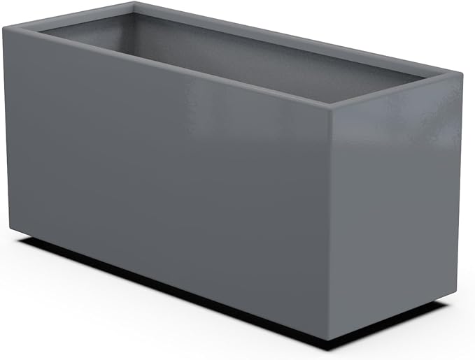 Plantercraft Powder-Coated Aluminum Planter Box - Rectangle - Metal All Weather | Indoor Outdoor | Made in USA | Fully Assembled