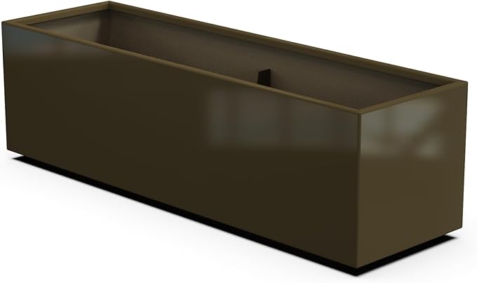 Plantercraft Powder-Coated Aluminum Planter Box - Rectangle - Metal All Weather | Indoor Outdoor | Made in USA | Fully Assembled