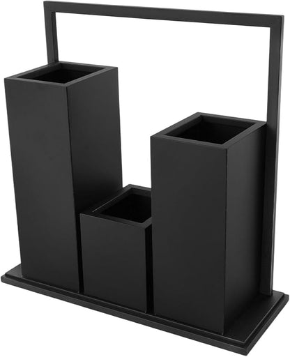 Modern Geometric Metal Planter Box for Indoor Outdoor, 31.5x11.8x31.5 Inches Black Steel Garden Raised Bed with Drainage & Stable Base,Heavy Duty Plant Pot for Patio, Lawn, Yard