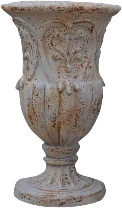VISIBLE Vintage European Giant Garden Urn Planter, Decorative Cement and Fiber Flower Pot, Make Rust Finished, Wrap Foam Safely Delivered from Local Warehouse (Vintage, Large)