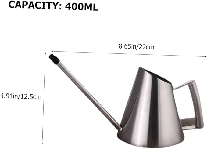 Lurrose Modern Stainless Steel Watering Can with Long Spout Ergonomic Handle Large Opening Sprinkling Pot for Indoor Outdoor Garden Plants House Flowers