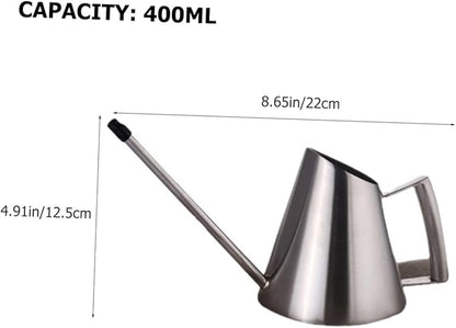 Lurrose Modern Stainless Steel Watering Can with Long Spout Ergonomic Handle Large Opening Sprinkling Pot for Indoor Outdoor Garden Plants House Flowers