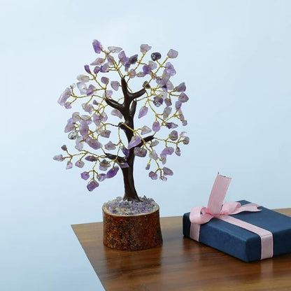 Amethyst Tree - Feng Shui Money Tree - Healing Crystal Tree of Life - Gem Tree - Crystal Tree for Positive Energy - Chakra Tree - Wire Bonsai Tree - Chakra Decor - Crystal Tree Branches