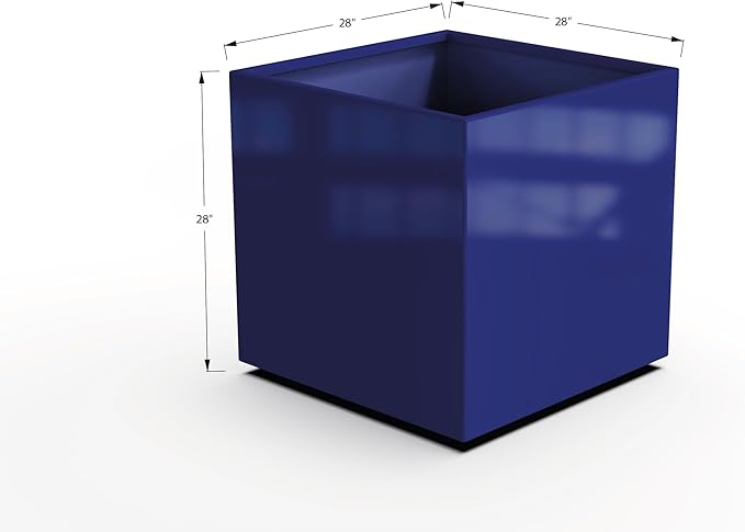 Plantercraft Powder-Coated Aluminum Planter Box - Square Cube - Metal All Weather | Indoor Outdoor | Made in USA | Fully Assembled