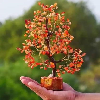 WC Carnelian Chakra Tree of Life - Crystal Tree with 300 Beads for Positive Energy, Sacral Chakra Healing, Good Luck Gift Feng Shui Decor