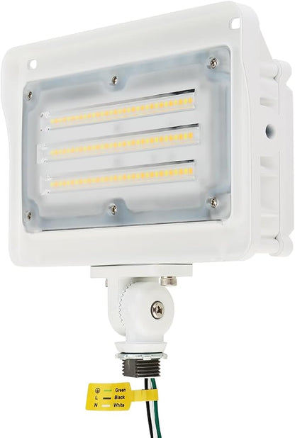 kadision LED Flood Light 50W/40W/30W, 3CCT 3000K/4000K/5000K Selectable, Dusk-to-Dawn Photocell, IP65 Waterproof Adjustable Knuckle Mount Security Lights, 100-277V ETL Listed, White