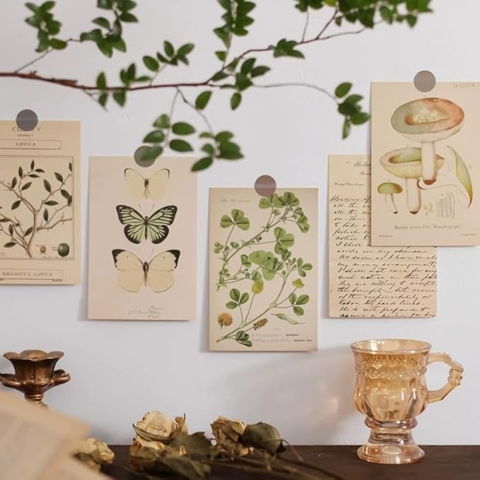 Forest Plant Wall Collage Kit Aesthetic Pictures, 30pcs Retro Cottagecore Room Decor, Cute Photo Collage Posters for Room Aesthetic, Vintage Botanical Posters 4"x6" for Dorm, Bedroom, Teen, Girls