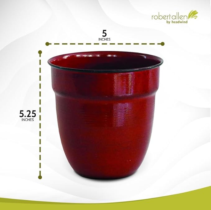 Headwind Glazed Ironstone Boutique Collection Plant Pot Indoor – Mini Venti 5 Inch – Sangria Color Flower Pots for Indoor Plants - Glazed Pots for Plants by Robert Allen