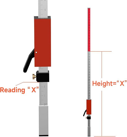 FT/CM Grade Rod for Laser Level, with Quick-Release Slider for Laser Receiver, 2.4m/7.9ft Adjustable Length Aluminum Laser Level Stick, DP2400