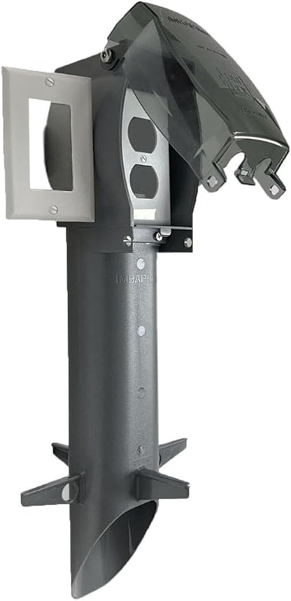 iMBAPrice GPD19GR 19.5" Silver/Grey Outdoor Power Post Enclosure – Weatherproof Electrical Outlet Stake for Landscape Lighting, Garden Power & GFCI Receptacle Devices, 1-Pack