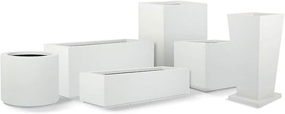 PolyStone Monterray Modern Outdoor/Indoor Square Planter, 23" L x 23" W x 19" H, Lightweight, Heavy Duty, Weather Resistant, Polymer Finish, Commercial Grade and Residential (White)