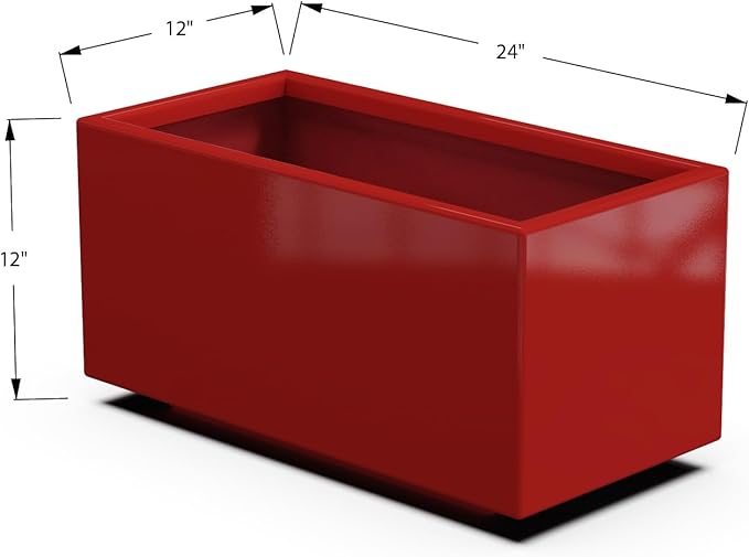 Plantercraft Powder-Coated Aluminum Planter Box - Rectangle - Metal All Weather | Indoor Outdoor | Made in USA | Fully Assembled