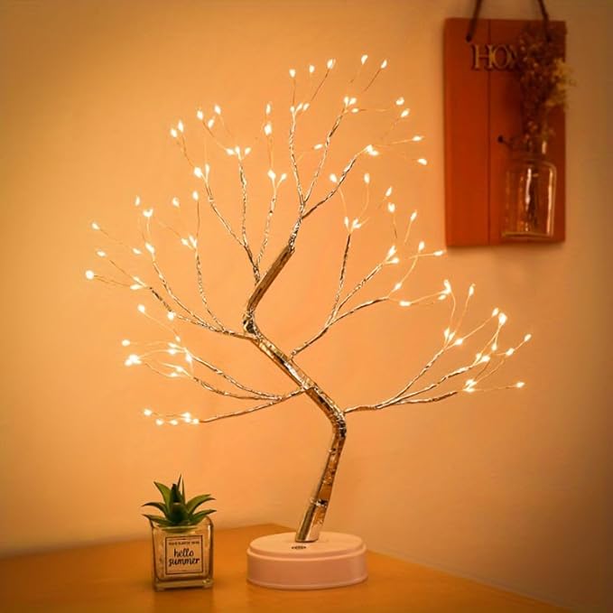 2 Pack Room Decor, 108 LED Tabletop Bonsai Tree Light, DIY Artificial Tree Lamp, Battery/USB Operated, Aesthetic Lamps for Living Room Bedroom Christmas Home Gifts House Decor