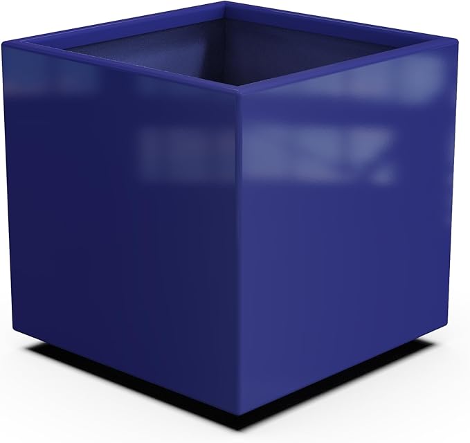 Plantercraft Powder-Coated Aluminum Planter Box - Square Cube - Metal All Weather | Indoor Outdoor | Made in USA | Fully Assembled