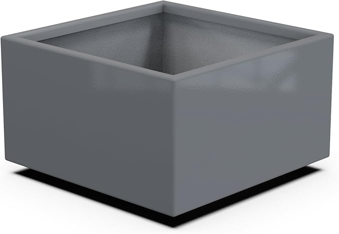Plantercraft Powder-Coated Aluminum Planter Box - Square Cube - Metal All Weather | Indoor Outdoor | Made in USA | Fully Assembled