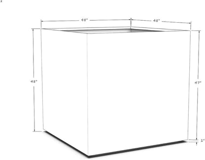 Plantercraft Powder-Coated Aluminum Planter Box - Square Cube - Metal All Weather | Indoor Outdoor Commercial Residential | Made in USA | Fully Assembled
