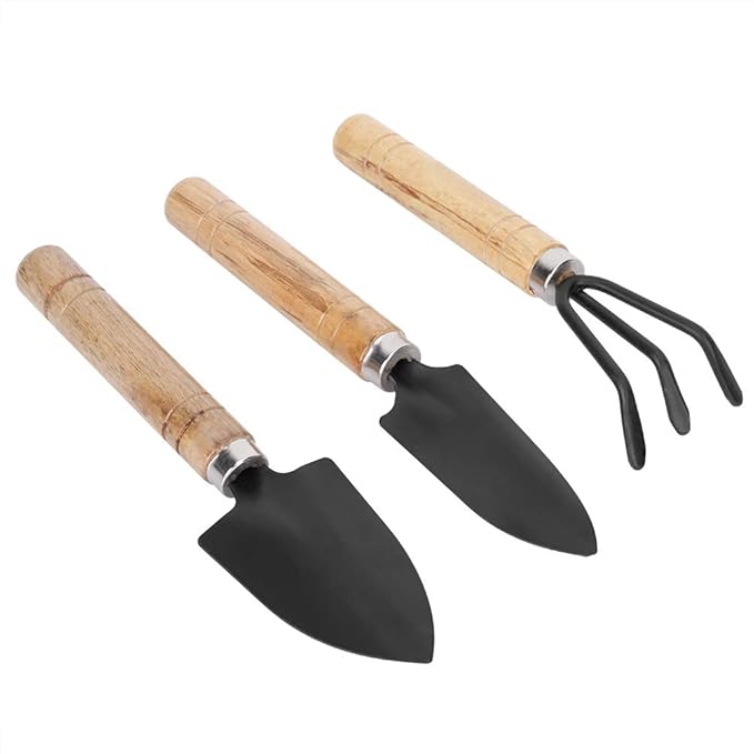 Small Garden Tools, 3pcs Mini Plant Gardening Tool Set Spade Claw Rake Shovel Flowers Planting Tools for Succulent, Bonsai, Pot Plants
