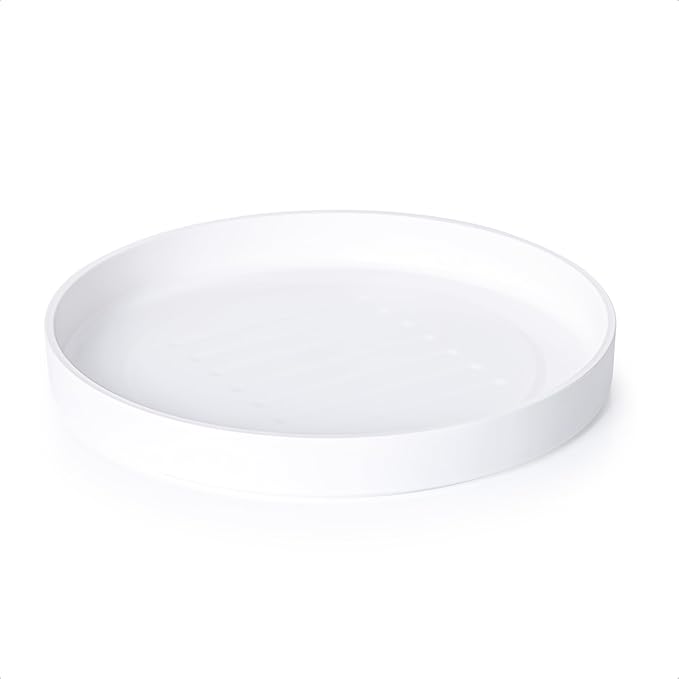 Phoenix Vine 12 Inch Plastic Plant Saucer Water Drip Tray, Heavy Sturdy Round Plant Drainage Tray for Indoors Outdoor, Matte White, 21-TY-12W-1