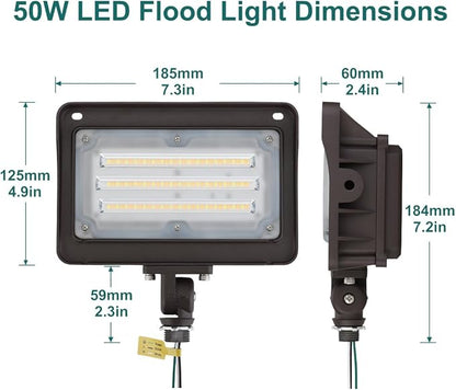 kadision LED Flood Light Outdoor, 50W/40W/30W 6500lm 3000K/4000K/5000K Selectable, Dusk-to-Dawn Photocell, IP65 Waterproof Adjustable Knuckle Mount Security Lights, 100-277V ETL Listed