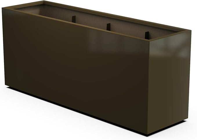 Plantercraft Powder-Coated Aluminum Planter Box - Rectangle - Metal All Weather | Indoor Outdoor | Made in USA | Fully Assembled