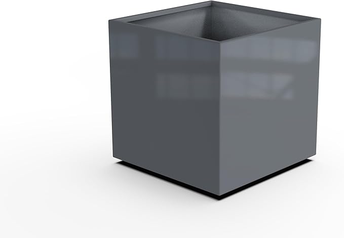 Plantercraft Powder-Coated Aluminum Planter Box - Square Cube - Metal All Weather | Indoor Outdoor | Made in USA | Fully Assembled