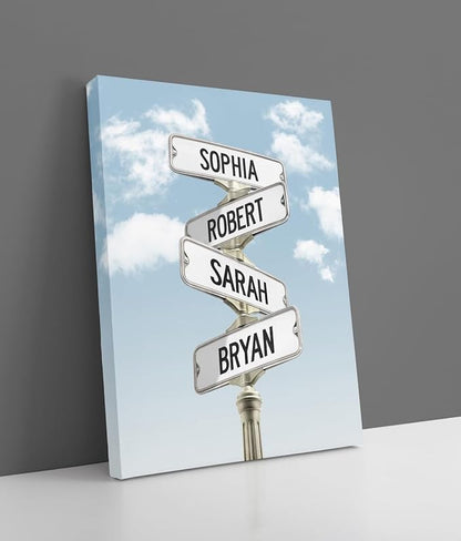 Personalized Family Street Sign Multi-Name Canvas, Custom Date Of Birth With Names Poster, Street Signs Customized, Best Gifts For Mom/Dad, Birthday, Christmas Gift For Family #10