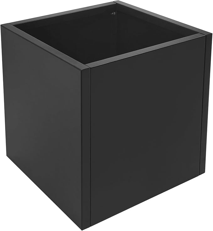 LOYALHEARTDY Steel Planter Box, 17" x 17" x 18" Square Planter Metal Box Tall Planters Heavy Duty Plant Boxes for Indoor Outdoor Tall Plants, Flowers or Shrubs (Black, 17" x 17" x 18")