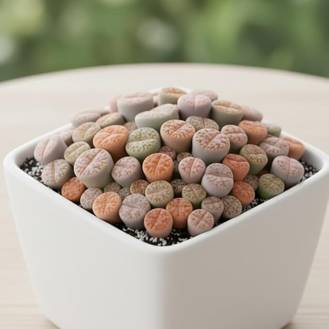 10 Lithops Live Plants, Mixed Living Stones Succulents, 1 Year Old Lithops, Easy Care Succulent Plant for Indoor Garden