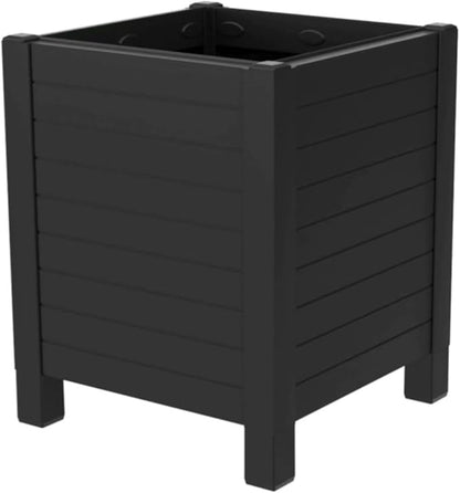 Tierra Verde 17-Inch x 17-Inch Flora Cube Planter Box with Tool-Free Connect System and Crafted from Recycled Materials, for Patios or Decks, Black