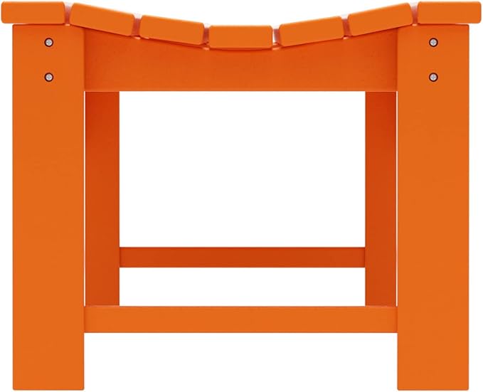 WO Home Furniture Outdoor 46" Backless HDPE Adirondack Bench, Poly Lumber Seat for Patio, Backyard, Balcony, All Weather Resistant with UV Protection, Orange
