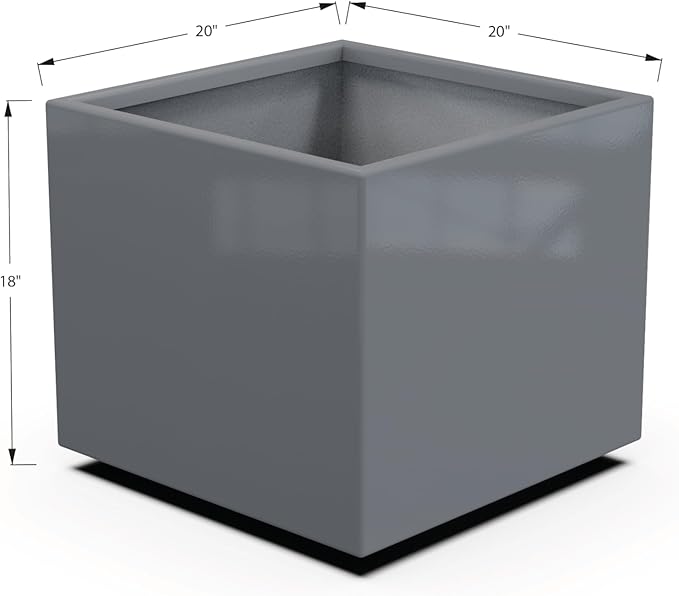 Plantercraft Powder-Coated Aluminum Planter Box - Square Cube - Metal All Weather | Indoor Outdoor | Made in USA | Fully Assembled
