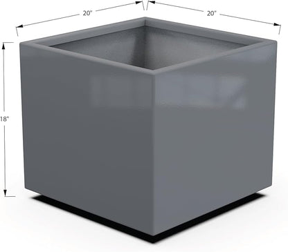 Plantercraft Powder-Coated Aluminum Planter Box - Square Cube - Metal All Weather | Indoor Outdoor | Made in USA | Fully Assembled