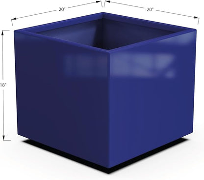 Plantercraft Powder-Coated Aluminum Planter Box - Square Cube - Metal All Weather | Indoor Outdoor | Made in USA | Fully Assembled