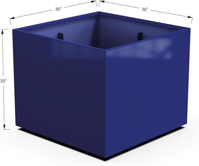 Plantercraft Powder-Coated Aluminum Planter Box - Square Cube - Metal All Weather | Indoor Outdoor | Made in USA | Fully Assembled