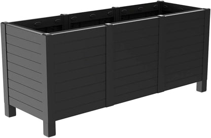 Tierra Verde 17-Inch x 48-Inch Raised Garden Trough Box with Tool-Free Connect System and Crafted from Recycled Materials, for Patios or Decks, Black