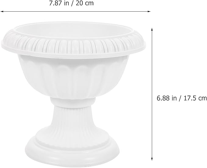 COHEALI 2pcs Roman Pillar Plastic Flowerpots for Wedding Party Decoration Weatherproof Outdoor Garden Planters Vintage White Grecian Urn Style Height Road Guiding Floral Display