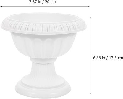 COHEALI 2pcs Roman Pillar Plastic Flowerpots for Wedding Party Decoration Weatherproof Outdoor Garden Planters Vintage White Grecian Urn Style Height Road Guiding Floral Display