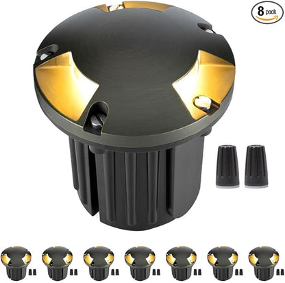 Gardenreet MR16 Well Light - Solid Brass Weatherproof Replaceable Bulb Low Voltage Inground Lighting, Electric 12V LED Fixture, Antique Bronze for Deck Patio Yard Without MR16 Bulb