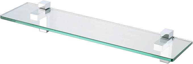 KES Bathroom Shelf Tempered Glass Shelf, 20 Inch Rectangular Glass 8mm-Thick Extended Wall Mount Polished Chrome, BGS3201