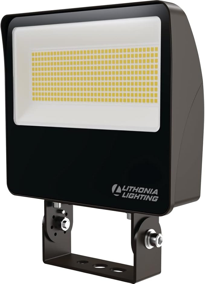 Lithonia Lighting All-in-One LED Flood Light, Waterproof LED Outdoor Light Fixture with Adjustable Brightness and Color Temperature, Yoke or Slipfitter Mount Dusk to Dawn Outdoor Lighting, MVOLT