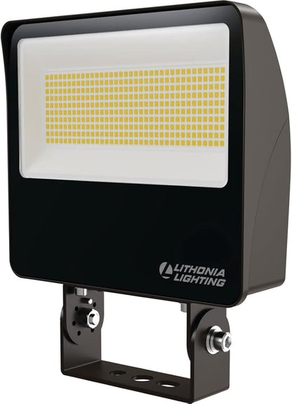 Lithonia Lighting All-in-One LED Flood Light, Waterproof LED Outdoor Light Fixture with Adjustable Brightness and Color Temperature, Yoke or Slipfitter Mount Dusk to Dawn Outdoor Lighting, MVOLT