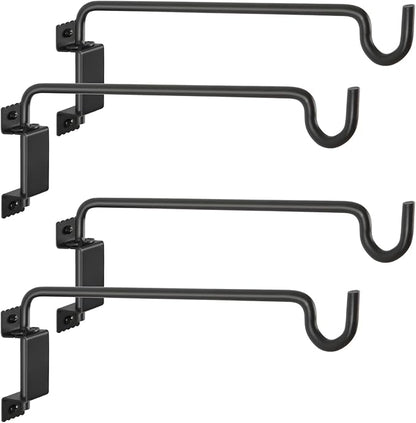 16" 360° Swivel Plant Hanger (2-Pack) - Heavy Duty Solid Steel Wall Hook, 12-Directional Adjustable for Bird Feeders, Outdoor/Indoor Plants, Garden & Patio, Rust-Resistant Black