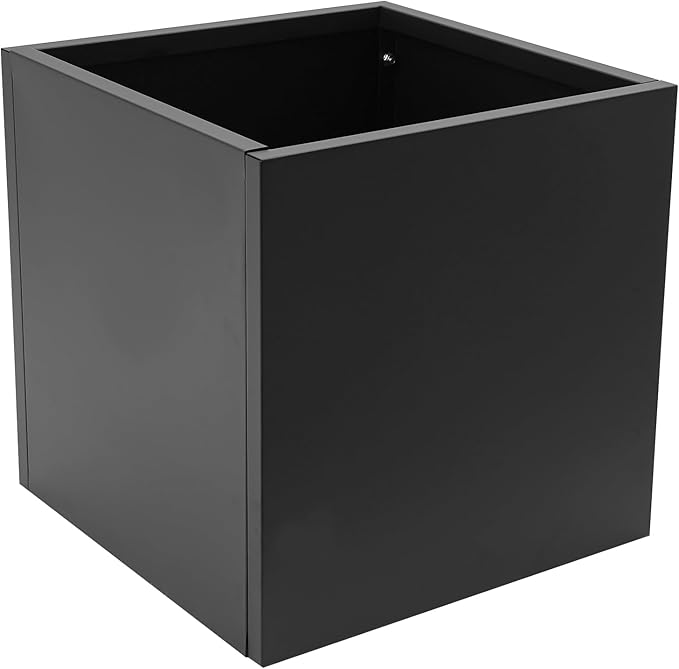 DYNAMI Square Planter Box,24x24x24in Steel Metal Planters Large Cube Plant Pot for Outdoors,Modern Heavy Duty Flower Pot for Patio, Deck, Yard, Garden (Black, 24in)