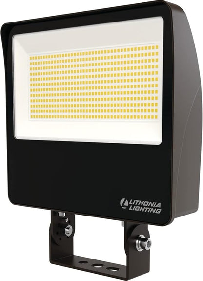 Lithonia Lighting All-in-One LED Flood Light, Waterproof LED Outdoor Light Fixture with Adjustable Brightness and Color Temperature, Yoke or Slipfitter Mount Dusk to Dawn Outdoor Lighting, UVOLT