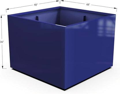 Plantercraft Powder-Coated Aluminum Planter Box - Square Cube - Metal All Weather | Indoor Outdoor | Made in USA | Fully Assembled