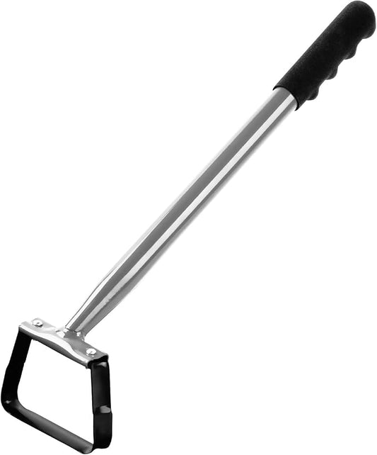 Walensee Stirrup Hoe Garden Tool, Hollow Trapezoid Weeding Tool with 14 Inch Scuffle Loop, Sharp Metal Hand Cultivator Rake for Lawn, Garden or Greenhouse, Durable Grass Scraper, Mini Gift, Grey